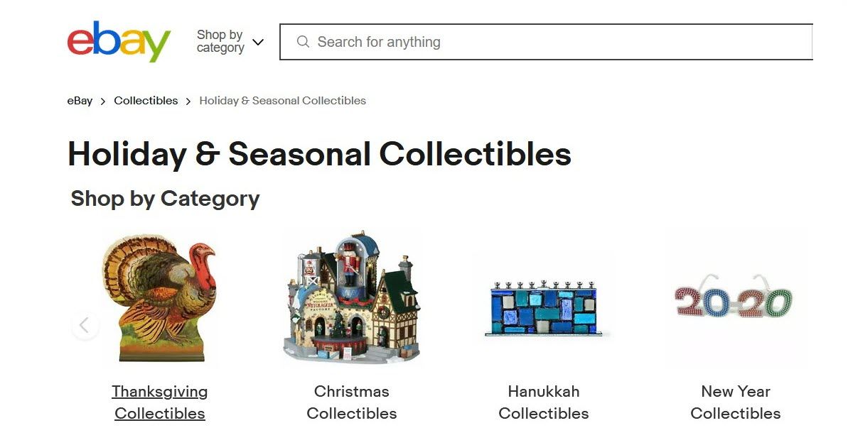 eBay Holiday Collectibles Category Broken Links