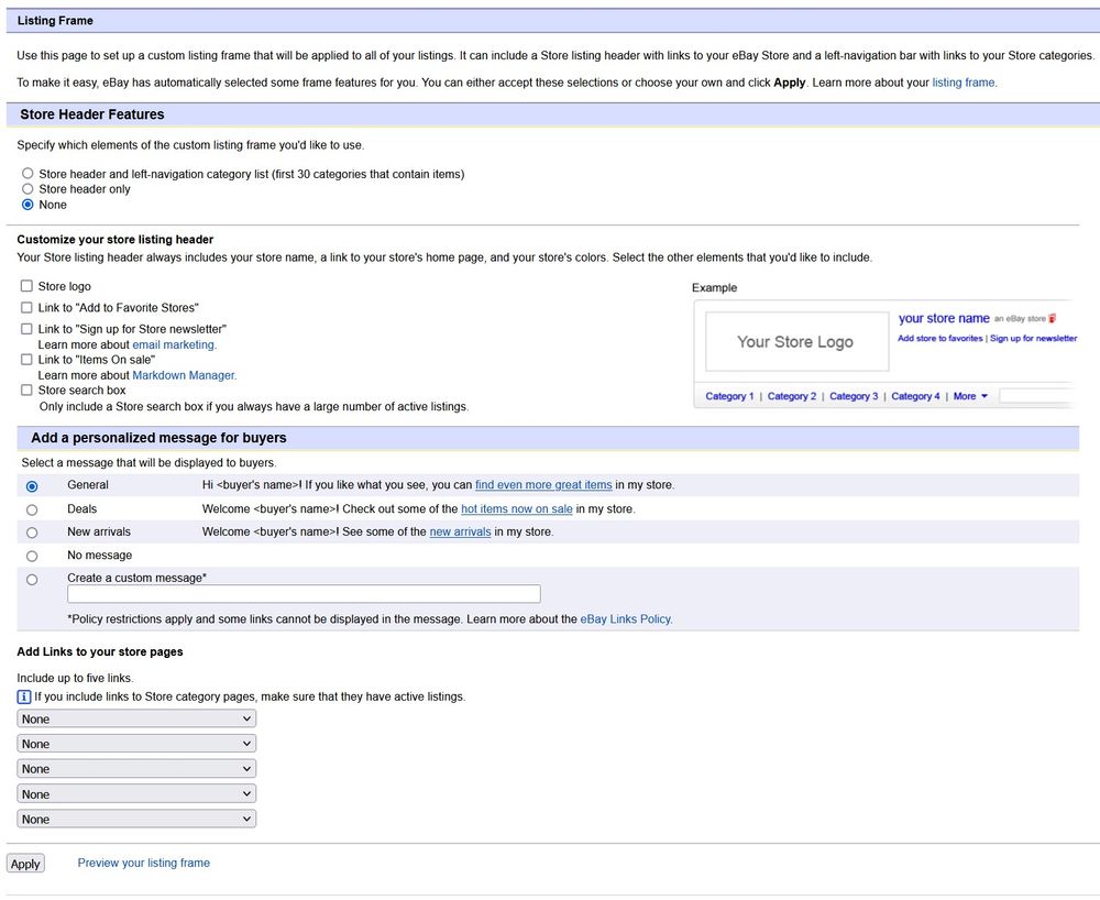 What Happened To The eBay Listing Frame?