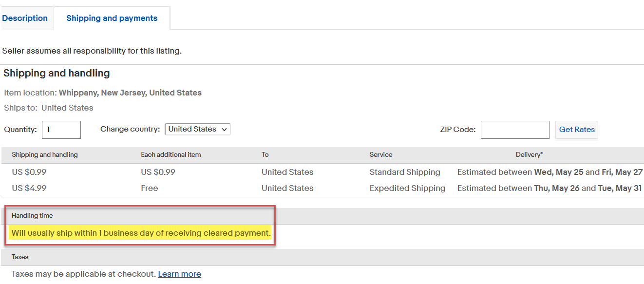 eBay Puts Handling Time Back On Listings