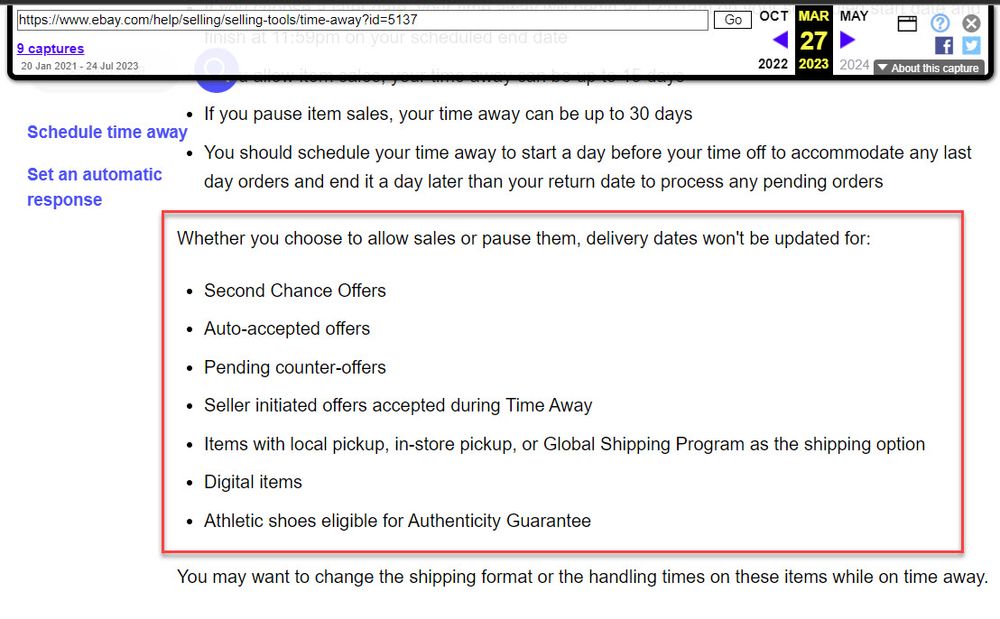 eBay International Time Away Change Could Hit Sellers' Late Shipment