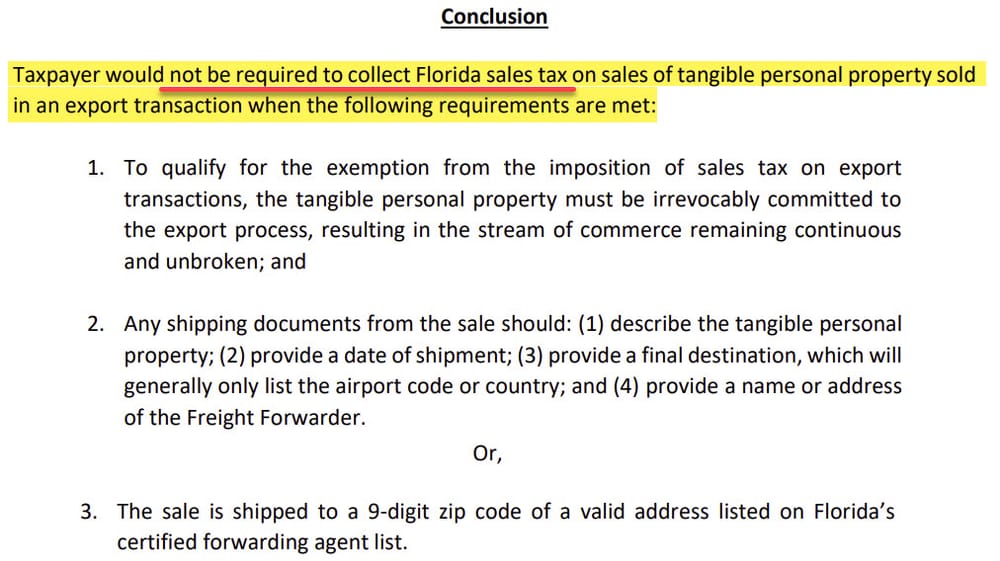 eBay Charging Sales Tax To Florida Freight Forwarders In Error