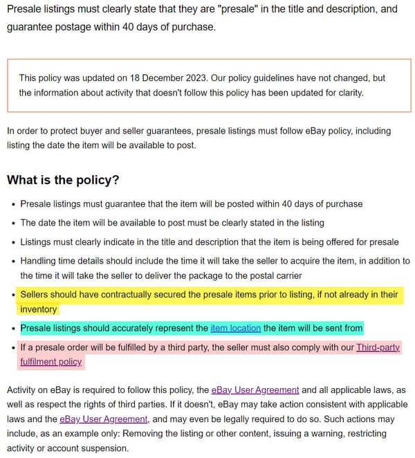 eBay Australia Clarifies Policies Blocking Use Of Amazon FBA, Presale